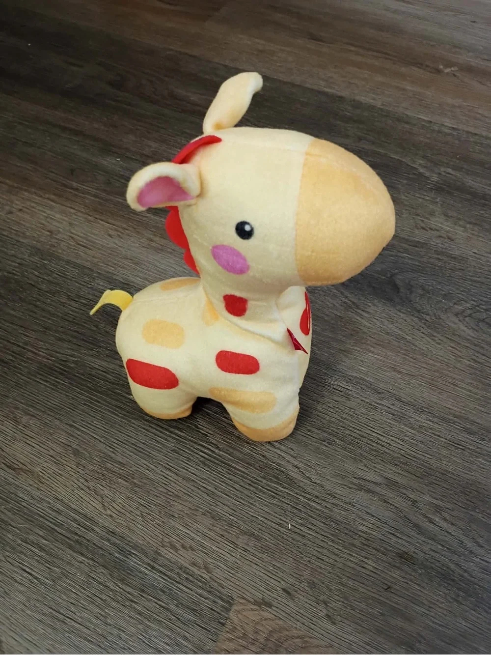 Fisher-Price Yellow Plush Giraffe with Red Heart Accents